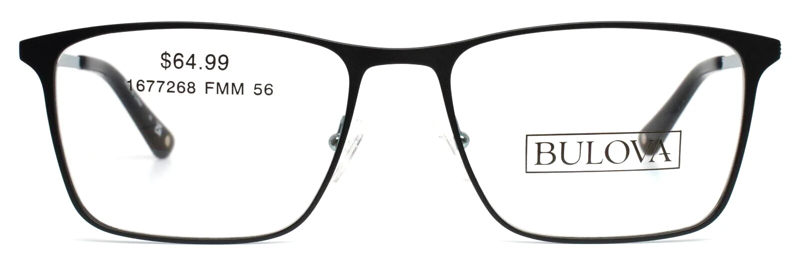 BULOVA Edmundston Black Womens Rectangle Full Rim Eyeglasses 56-18-150 B:41 2