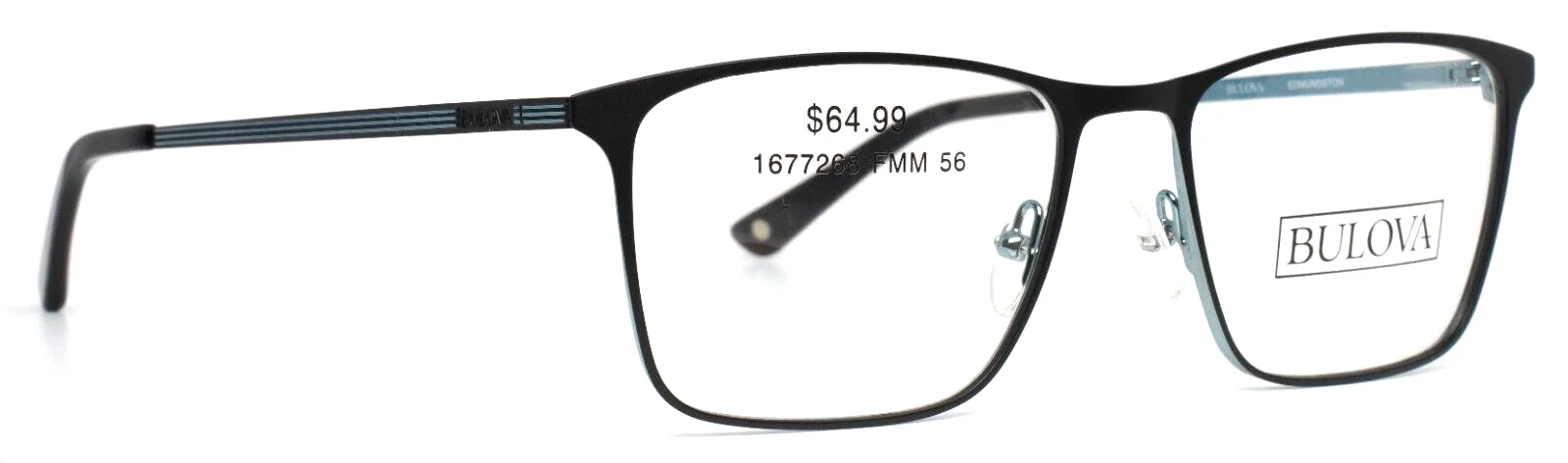 BULOVA Edmundston Black Womens Rectangle Full Rim Eyeglasses 56-18-150 B:41 3