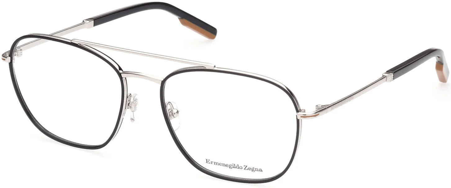 Ermenegildo Zegna EZ5183 Silver 016 Metal Aviator Eyeglasses Frame 56-18-145 RX