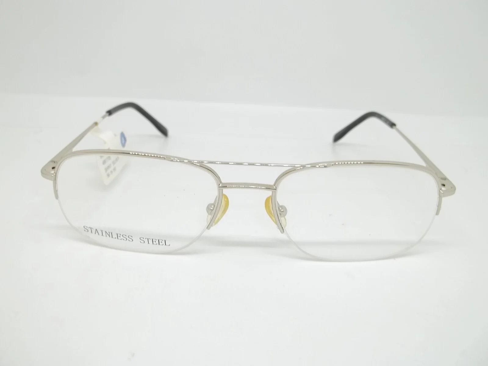 Stainless Steel Eyeglass Frames Shiny Silver Full Rim 56-18-150 NWT!