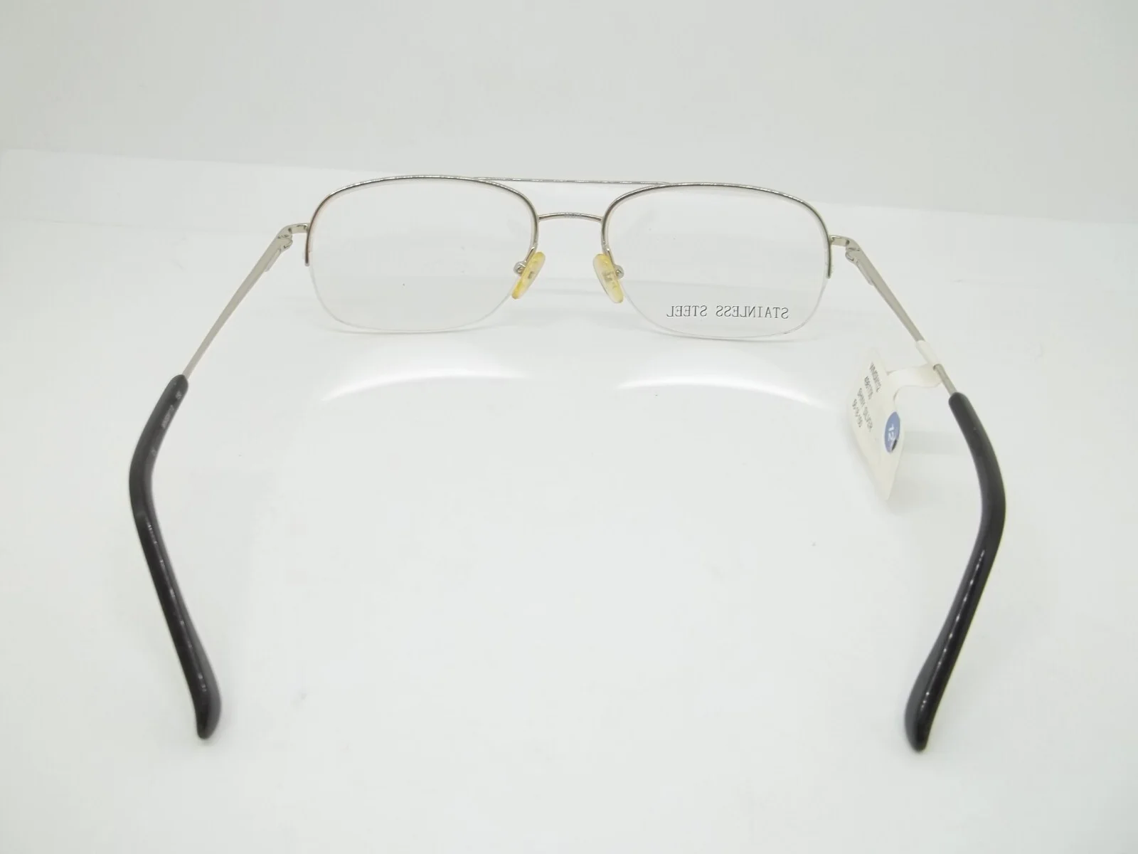 Stainless Steel Eyeglass Frames Shiny Silver Full Rim 56-18-150 NWT! 3